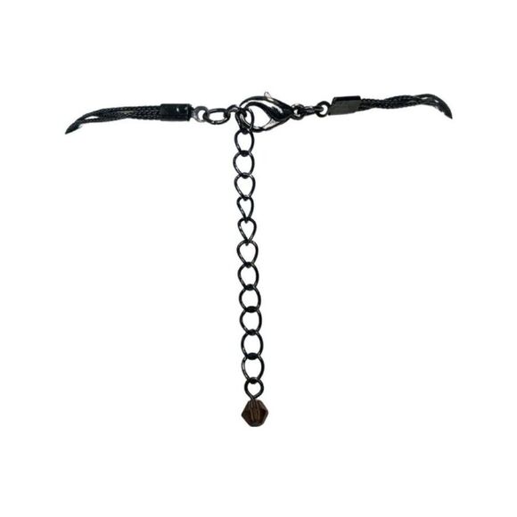 Vintage Faceted Shimmering Glass Beaded Gun Metal Multi 3 Tier Necklace 18” - Picture 6 of 7